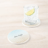 アクアブルーベージュクリームサンドスターズグラデーション絞り染め コースター (側面)