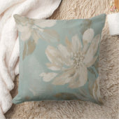 アクアブルーベージュクリーム抽象芸術フローラ クッション (ブランケット)