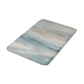 アクアブルーベージュティール（緑がかった色）クリーム抽象芸術波形パターン バスマット (アングル)