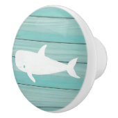 アクアブルーホエーフェイクル木製ドロワーノブ セラミックノブ (右)