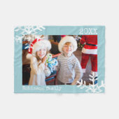 アクアブルーホリデーフォトス動揺してノーフレーク フリースブランケット (正面(横))