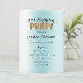 アクアブルーホワイトグラデーション金ゴールドグリッター 招待状 (スタンド正面)