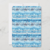 アクアブルーホワイトトライバルストライプズ16th誕生日 招待状 (正面)