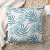 アクアブルーホワイトパームリーフ装飾用クッション クッション (ブランケット)