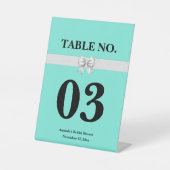 アクアブルーホワイトボウブライダルシャワー 台座サイン (正面)