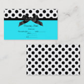 アクアブルーホワイト水玉模様ボウビジネスカード 名刺 (正面/裏面)