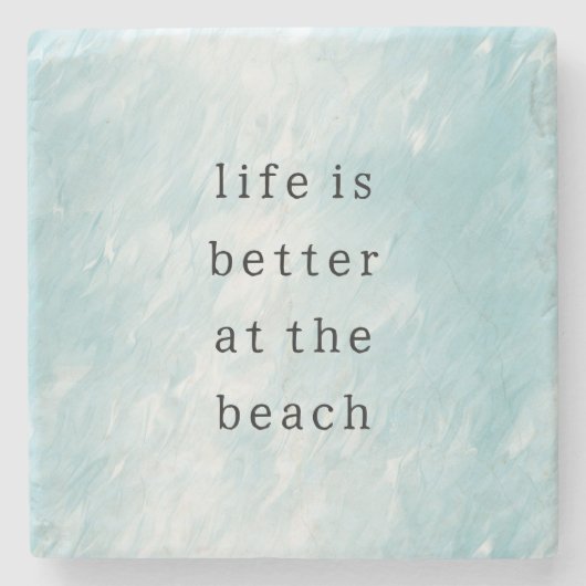 アクアブルーホワイト海 ストーンコースター (正面)