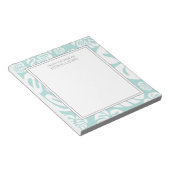 アクアブルーホワイト熱帯葉スモンスターデスク ノートパッド (アングル)