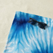 アクアブルーホワイト絞り染め ビーチタオル (インサイチュ)