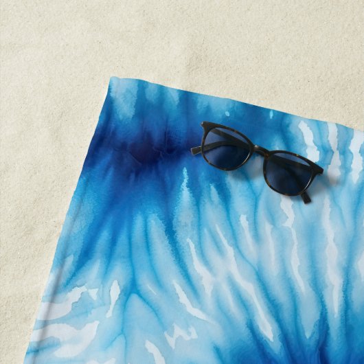 アクアブルーホワイト絞り染め ビーチタオル (インサイチュ)