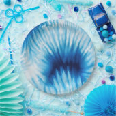 アクアブルーホワイト絞り染め ペーパープレート (パーティー)