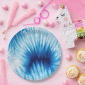 アクアブルーホワイト絞り染め ペーパープレート (パーティー)