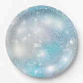 アクアブルーホワイト《写真》ぼけ味誕生日 ペーパープレート (正面)