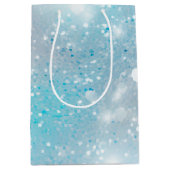 アクアブルーホワイト《写真》ぼけ味誕生日 ミディアムペーパーバッグ (正面)