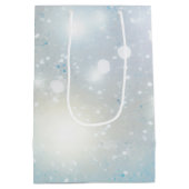 アクアブルーホワイト《写真》ぼけ味誕生日 ミディアムペーパーバッグ (裏面)