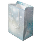 アクアブルーホワイト《写真》ぼけ味誕生日 ミディアムペーパーバッグ (裏面アングル)