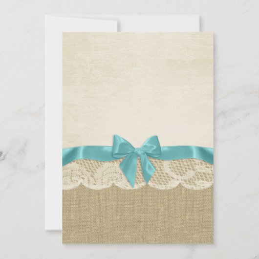 アクアブルーボウアンドレースブライダルシャワー 招待状 (裏面)