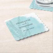 アクアブルーボタニカルウォッシュズ結婚ーズ ペーパーコースター (アングル)