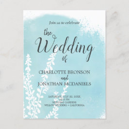 アクアブルーボタニカルウォッシュズ結婚ーズ ポストカード