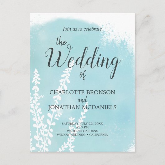 アクアブルーボタニカルウォッシュズ結婚ーズ ポストカード (正面)