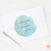 アクアブルーボタニカルウォッシュズ結婚ーズ ラウンドシール (封筒)