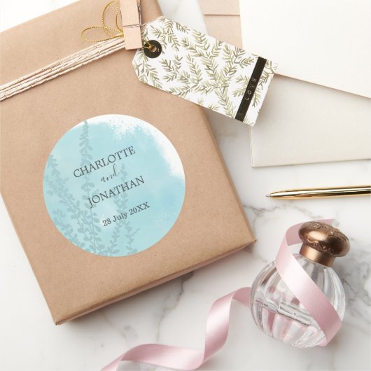 アクアブルーボタニカルウォッシュズ結婚ーズ ラウンドシール (ギフト)