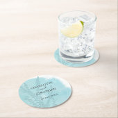 アクアブルーボタニカルウォッシュズ結婚ーズ ラウンドペーパーコースター (インサイチュ)