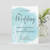 アクアブルーボタニカルウォッシュズ結婚ーズ 招待状 (スタンド正面)