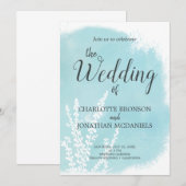 アクアブルーボタニカルウォッシュズ結婚ーズ 招待状 (正面/裏面)