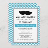 アクアブルーボーイひげの誕生日パーティー 招待状 (正面/裏面)