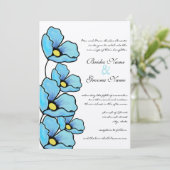 アクアブルーポピーフラワーズ結婚式招待状 招待状 (スタンド正面)