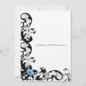 アクアブルーポピー フローラルスワール ウェディング 招待状 (裏面)