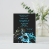 アクアブルーマスカレードボールSweet sixteen誕生日 ポストカード (スタンド正面)