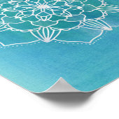 アクアブルーマンダラフラワー幾何学円アート ポスター (角)