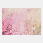 アクアブルーマーブルテクスチャシルバーグリッターシーウェーブズ ラッピングペーパーシート (正面3)