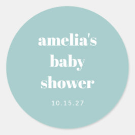 アクアブルーミニマルかわいいカスタムベビーシャワー ラウンドシール