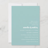 アクアブルーミニマルかわいいカップル赤ちゃんシャワー 招待状 (正面)