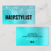 アクアブルーミンスタイリッシュトグリッターがヘアスタイリストを流す 名刺 (正面/裏面)