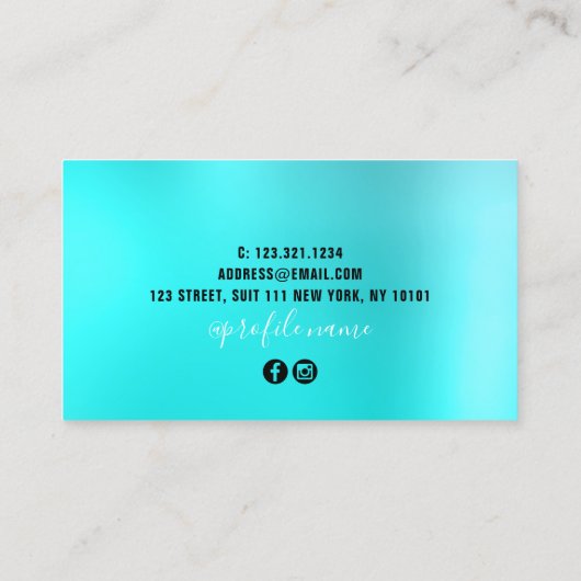 アクアブルーミンスタイリッシュトグリッターがヘアスタイリストを流す 名刺 (裏面)