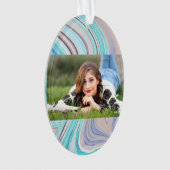 アクアブルーミントグリーン薄紫パープルパステルレインボー オーナメント (正面)