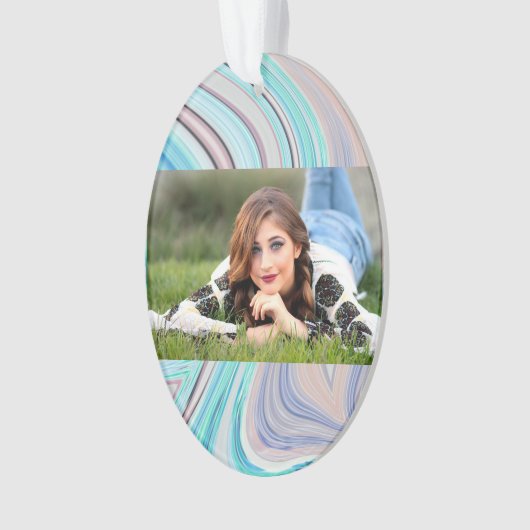 アクアブルーミントグリーン薄紫パープルパステルレインボー オーナメント (正面)