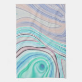 アクアブルーミントグリーン薄紫パープルパステルレインボー キッチンタオル (縦)