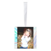 アクアブルーミントグリーン薄紫パープルパステルレインボー キューブオーナメント (右)