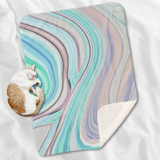 アクアブルーミントグリーン薄紫パープルパステルレインボー シェルパブランケット