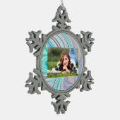 アクアブルーミントグリーン薄紫パープルパステルレインボー スノーフレークピューターオーナメント (左)