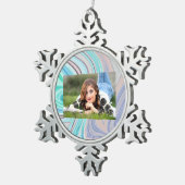 アクアブルーミントグリーン薄紫パープルパステルレインボー スノーフレークピューターオーナメント (右)