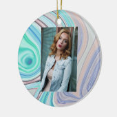 アクアブルーミントグリーン薄紫パープルパステルレインボー セラミックオーナメント (左)