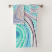 アクアブルーミントグリーン薄紫パープルパステルレインボー バスタオルセット (インサイチュ)