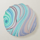 アクアブルーミントグリーン薄紫パープルパステルレインボー ラウンドクッション (裏面)