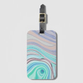 アクアブルーミントグリーン薄紫パープルパステルレインボー ラゲッジタグ (正面縦)